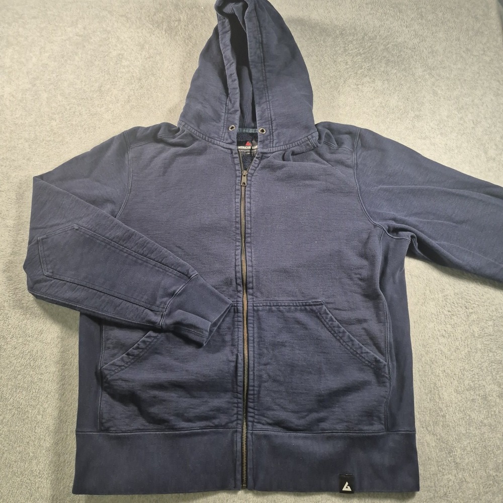 American Giant Sweater Mens XXL Blue Full Zip Hoodie Sweatshirt Heavy No String